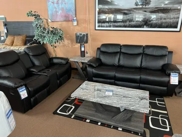 Racer Black Reclining Loveseat - Image 2