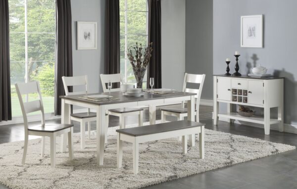 Grey and White 6 Piece Dining Set