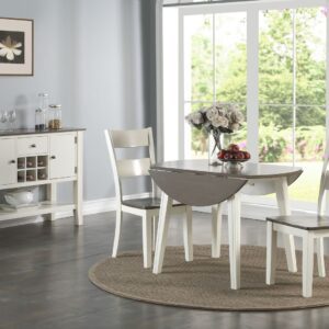 Grey and White Drop-Leaf 3 Piece Dining Set