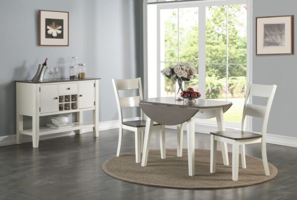 Grey and White Drop-Leaf 3 Piece Dining Set