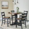 Valebeck Round Counter Table and 4 Barstools