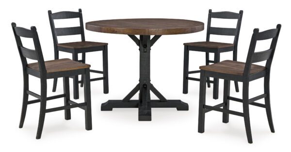 Valebeck Round Counter Table and 4 Barstools - Image 4