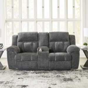 Frohn Graphite Reclining Loveseat w/Console